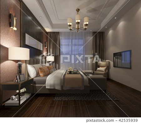 beautiful luxury bedroom suite in hotel with tv 42535939