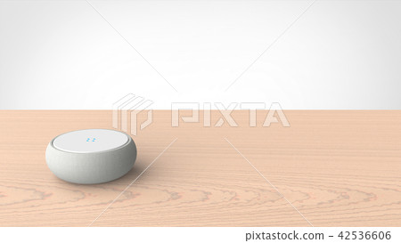Smart speaker and table left copy space Smart speaker and table left copy space 42536606
