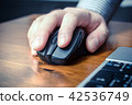 Man Using Computer Mouse Next To Laptop On A Table 42536749