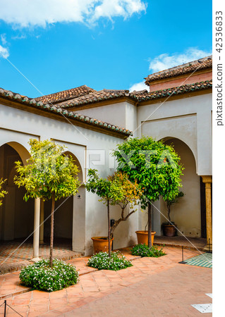 courtyard of alcazaba castle in Malaga, Spain 42536833