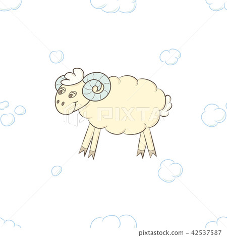 Cute lamb boy in the clouds. Cute lamb boy in the clouds. 42537587