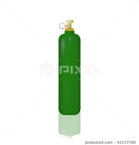 Green cylinder with liquefied gas. Green cylinder with liquefied gas. 42537590