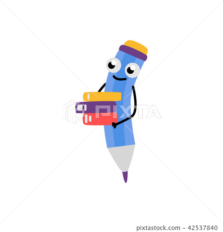 Vector cute blue pencil character Vector cute blue pencil character 42537840