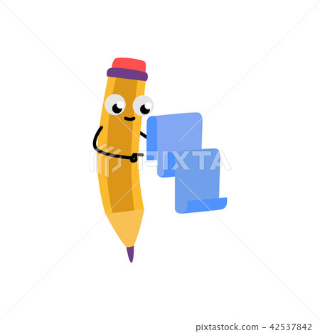 Vector cute yellow pencil character Vector cute yellow pencil character 42537842