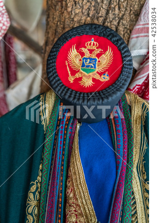 Closeup of a traditional Balkan folk costume Closeup of a traditional Balkan folk costume 42538034