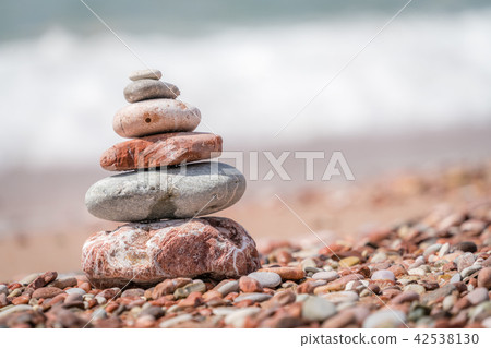 Zen balanced small pile of stacked stones Zen balanced small pile of stacked stones 42538130