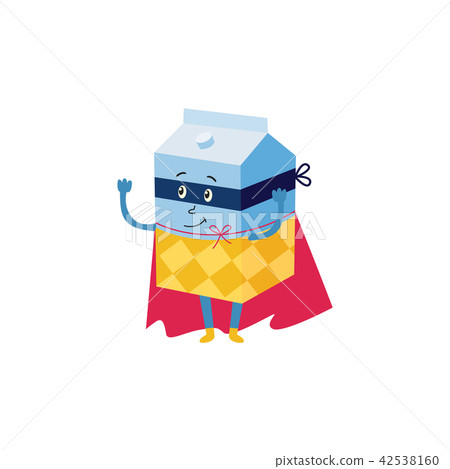 vector flat milk package character in cape, mask vector flat milk package character in cape, mask 42538160
