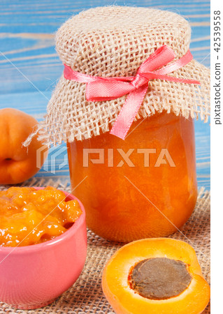 Homemade natural apricot jam and fruits 42539558