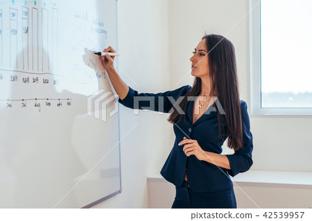 Portrait of young businessman giving presentation to her colleagues 42539957