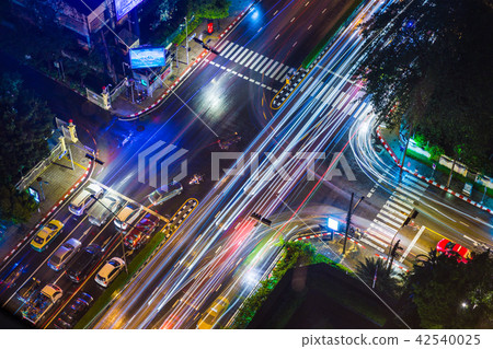 Aerial view of busy intersection of Bangkok 42540025