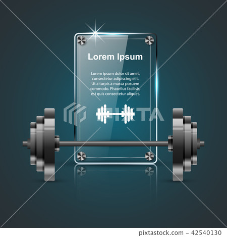 Realistic barbell icon. Glass infographic. Realistic barbell icon. Glass infographic. 42540130