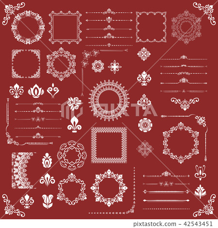 Vintage Set of Vector Horizontal, Square and Round Elements Vintage Set of Vector Horizontal, Square and Round Elements 42543451