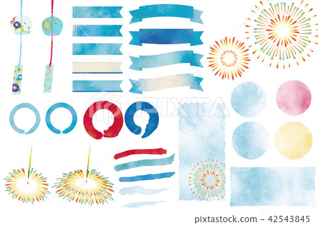 Watercolor style summer set Watercolor style summer set 42543845