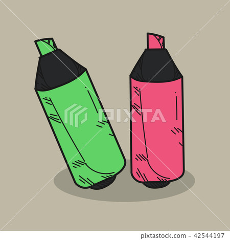 highlighter pens illustration on color background 42544197