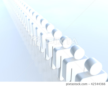 CG 3D例證設計隊列人普遍的多米諾行一個命令擁擠事件 42544366