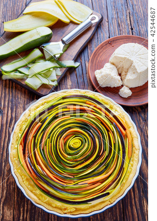 vegetable spiral tart with zucchini, eggplant 42544687