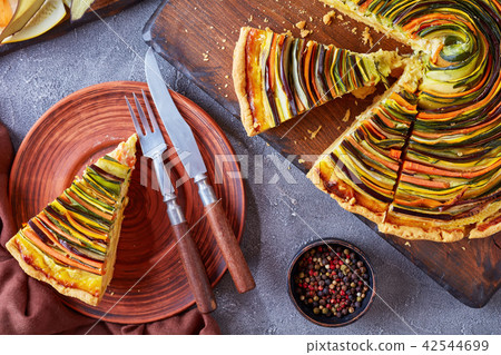 close-up of tasty sliced spirali tart close-up of tasty sliced spirali tart 42544699
