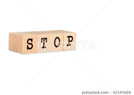 Wood Block Stop Text 42545089