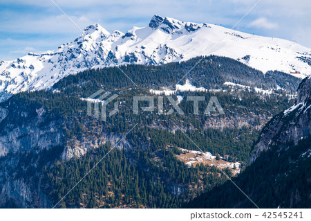 View of beautiful snow mountain at Lauterbrunnen  42545241