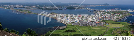 Landscape of the village overlooking from Ilchulbong of Seongsan, Jeju Island Landscape of the village overlooking from Ilchulbong of Seongsan, Jeju Island 42546385
