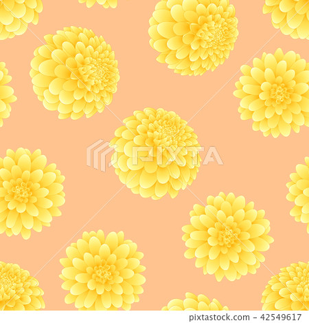Yellow Dahlia on Orange Background - Stock Illustration [42549617] - PIXTA