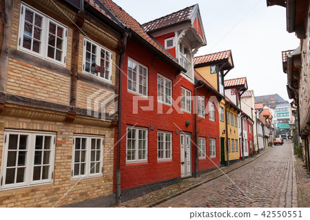 Street in old town of Flensburg, Germany 42550551