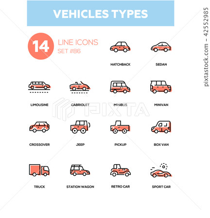 Vehicle types - line design icons set - Stock Illustration [42552985 ...