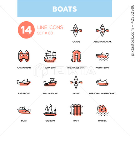 Boats - modern line design icons set 42552986