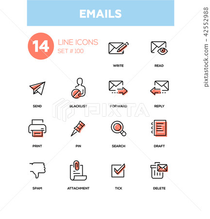 Emails - modern line design icons set Emails - modern line design icons set 42552988