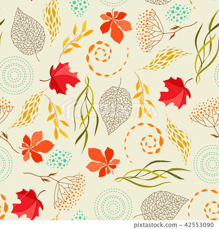 Seamless pattern with falling leaves. 42553090