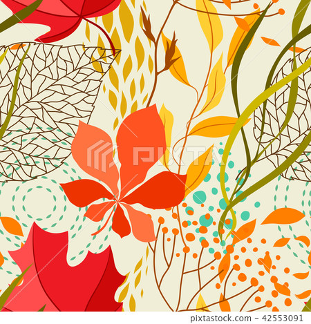 Seamless pattern with falling leaves. 42553091
