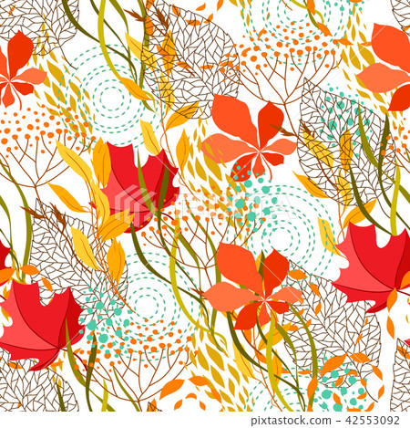 Seamless pattern with falling leaves. 42553092