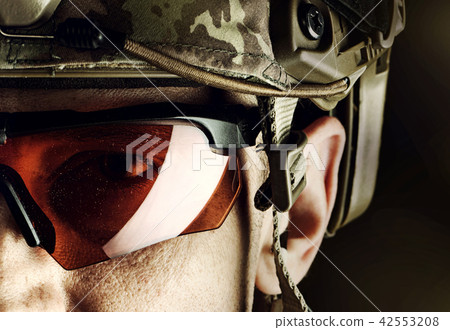 military man in helmet and glasses 42553208