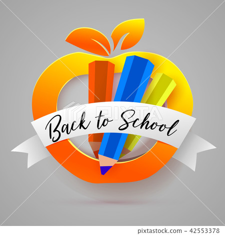 Back to school apple label 42553378