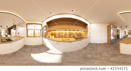3d illustration spherical 360 seamless panorama of kitchen interior design 3d illustration spherical 360 seamless panorama of kitchen interior design 42554571
