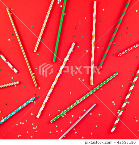 Drinking cocktail party straws red pattern Drinking cocktail party straws red pattern 42555180