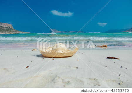 Tropical hat on beach at sea lagoon of Balos Tropical hat on beach at sea lagoon of Balos 42555770