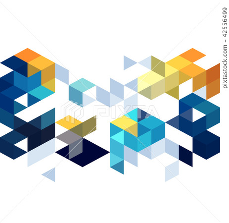 Abstract background with color cubes and grid 42556499