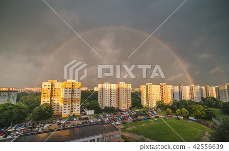 Rainbow over Residential District 42556639