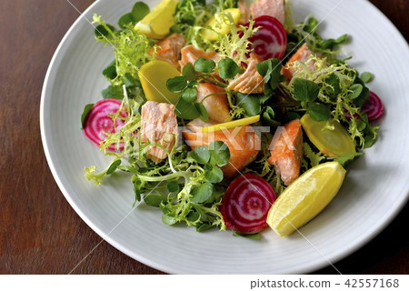 Salmon and beech root salad / salmon and beetroots salad Salmon and beech root salad / salmon and beetroots salad 42557168