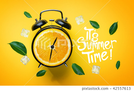 It's Summer Time Typography. Alarm Clock of Orange It's Summer Time Typography. Alarm Clock of Orange 42557613