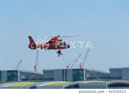 Rescue training by disaster prevention helicopter Rescue training by disaster prevention helicopter 42558315