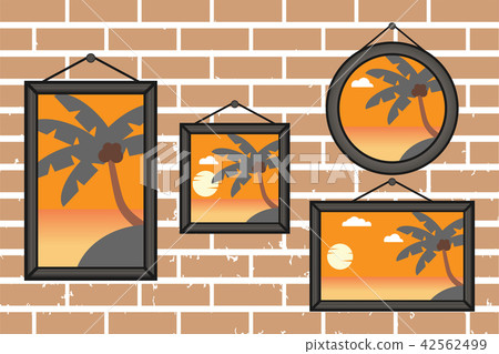 Afternoon summer beach frames on a wall Afternoon summer beach frames on a wall 42562499