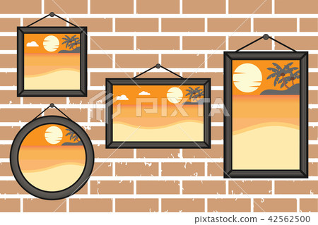 Afternoon summer beach frames on a wall Afternoon summer beach frames on a wall 42562500