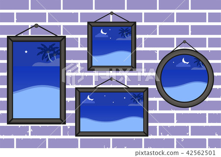 Night summer beach frames on a wall Night summer beach frames on a wall 42562501