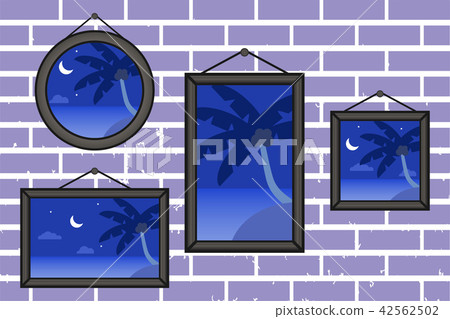 Night summer beach frames on a wall Night summer beach frames on a wall 42562502