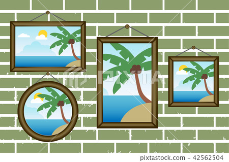 Day summer beach frames on a wall Day summer beach frames on a wall 42562504