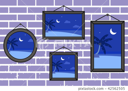 Night summer beach frames on a wall Night summer beach frames on a wall 42562505