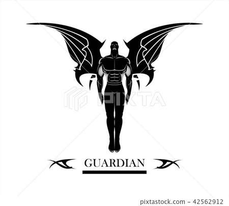 gym. winged standing man. winged human silhouette. 42562912