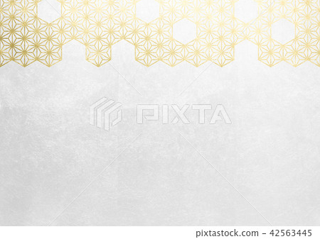 大麻葉箔金白色圖像（背景材料） 42563445